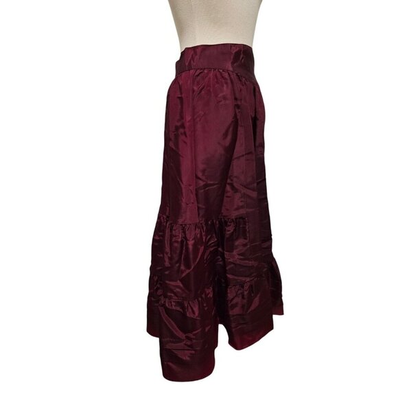Gunne Sax 70s Vintage Saloon Skirt Maroon Ruffled Size 9 Gunnies - Picture 7 of 10